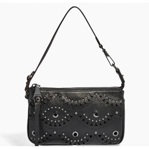 Aimee Kestenberg▪️Fiery Novelty Pouchette Black Laser Cut Leather Wristlet Purse